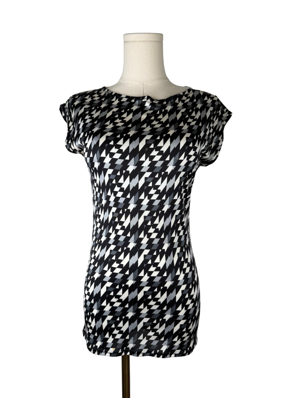 Fendi Geometric Pattern Cap Sleeve Knit Top Sz. 42/6 US